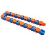 Jucarie Senzoriala Antistres, Embo, Fidget Toys, Puzzle de Imbinat Tip Sarpe, 24 Piese, +3 Ani, Portocaliu/Albastru