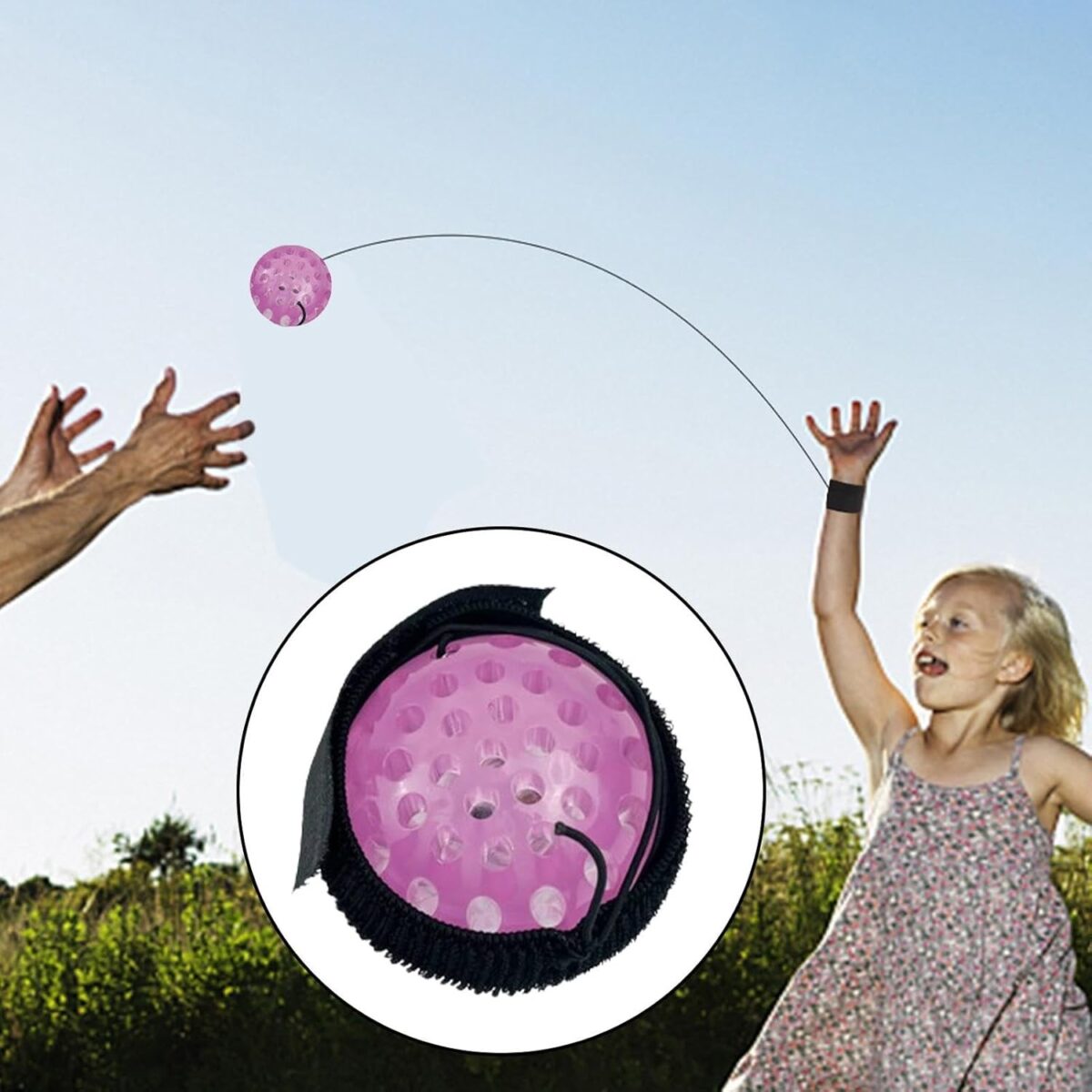 Jucarie Interactiva, Embo, Minge Saltareata Crystal Ball, cu Banda Elastica, 6 cm, +7 Ani, din Plastic, Roz - imagine 6