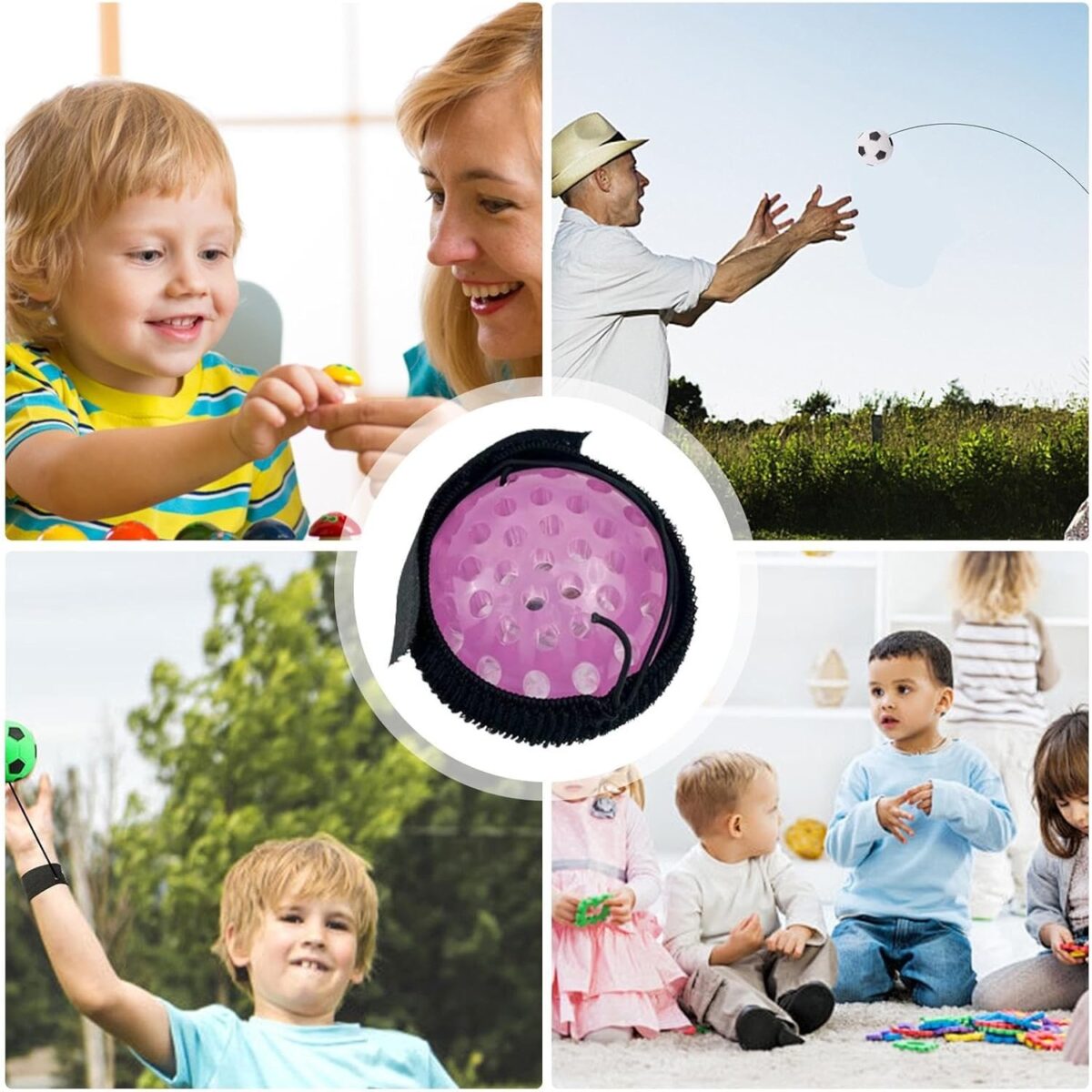 Jucarie Interactiva, Embo, Minge Saltareata Crystal Ball, cu Banda Elastica, 6 cm, +7 Ani, din Plastic, Roz - imagine 7