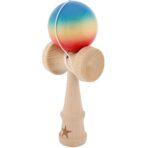 Kendama X Originala, Profesionala, Super Sticky, din Lemn, 18 cm, Rosu/ Galben/ Albastru - imagine 2