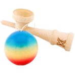 Kendama X Originala, Profesionala, Super Sticky, din Lemn, 18 cm, Rosu/ Galben/ Albastru - imagine 3