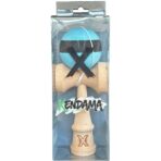 Kendama X Originala, Profesionala, Embo, din Lemn, 18 cm, Rubber Grip, Dungi Albastru/Negru - imagine 3