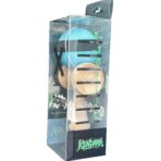 Kendama X Originala, Profesionala, Embo, din Lemn, 18 cm, Rubber Grip, Dungi Albastru/Negru - imagine 4