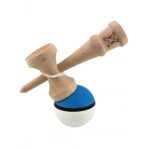 Kendama X Originala, Profesionala, Embo, din Lemn, 18 cm, Rubber Grip, Albastru/Alb - imagine 3