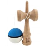 Kendama X Originala, Profesionala, Embo, din Lemn, 18 cm, Rubber Grip, Albastru/Alb - imagine 4