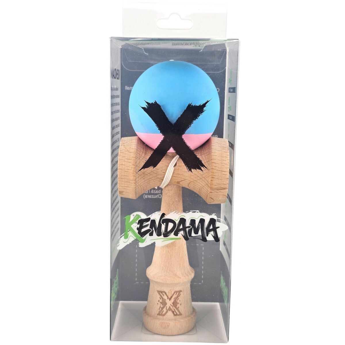 Jucarie Interactiva Kendama Profesionala, Embo, din Lemn, 18 cm, Joc de Indemanare pentru Copii si Adulti, Bicolor Turcoaz Roz - imagine 4