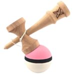Kendama X Originala, Profesionala, Embo, din Lemn, 18 cm, Rubber Grip, Roz/Negru/Alb - imagine 3