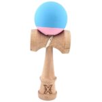 Jucarie Interactiva Kendama Profesionala, Embo, din Lemn, 18 cm, Joc de Indemanare pentru Copii si Adulti, Bicolor Turcoaz Roz