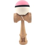 Kendama X Originala, Profesionala, Embo, din Lemn, 18 cm, Rubber Grip, Roz/Negru/Alb