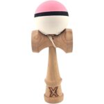 Kendama X Originala, Profesionala, Embo, din Lemn, 18 cm, Rubber Grip, Roz/Negru/Alb