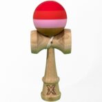 Kendama X Originala, Profesionala, Embo, din Lemn, 18 cm, Rubber Grip, Rosu inchis/Rosu/Alb