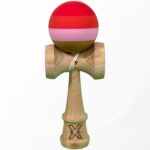 Kendama X Originala, Profesionala, Embo, din Lemn, 18 cm, Rubber Grip, Rosu inchis/Rosu/Alb