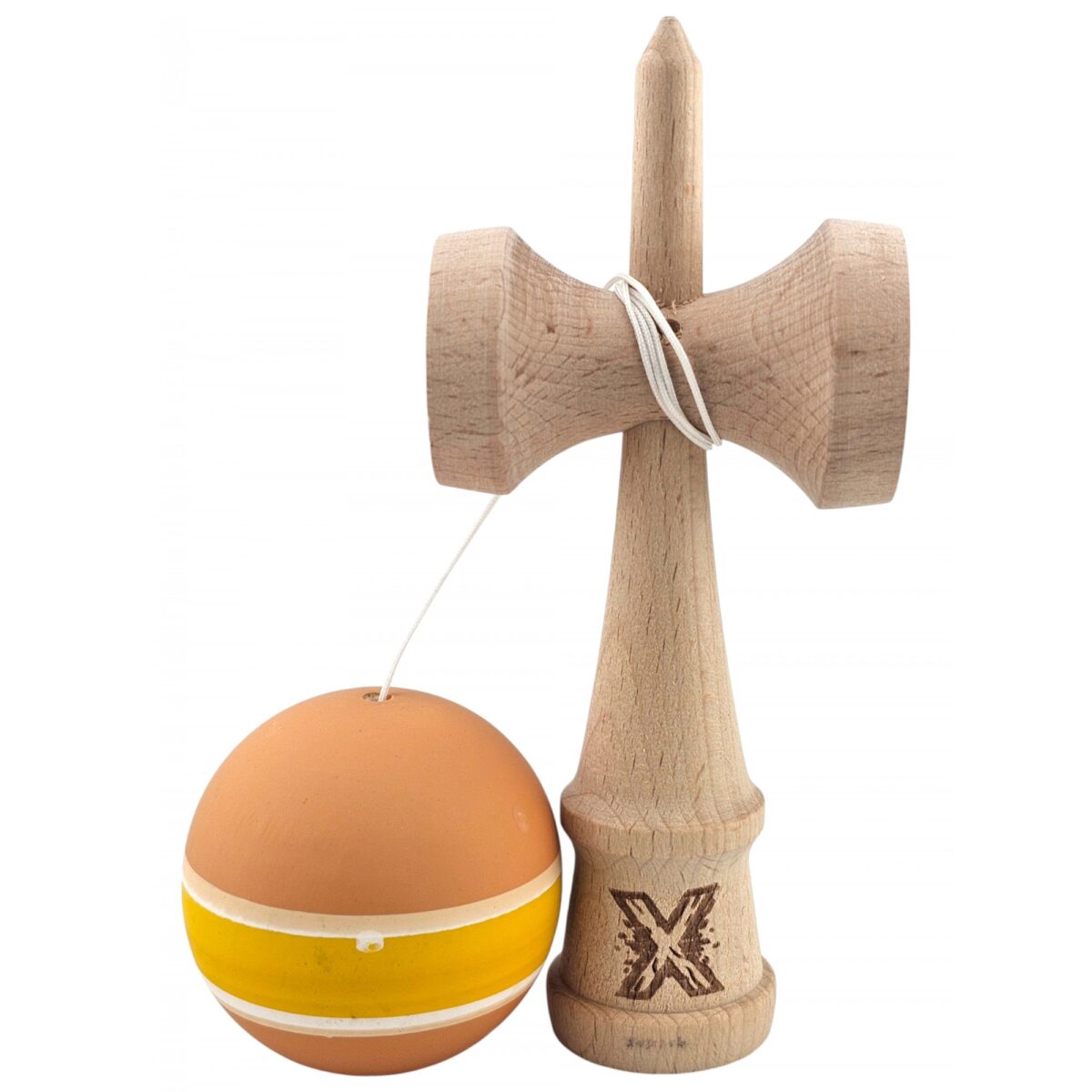 jucarie-interactiva-kendama-profesionala-flippy-din-lemn-cu-bila-cauciucata-18-x-6-x-7-cm-joc-de-ind-6903681132821 Kendama X Originala, Profesionala, Embo, din Lemn cu Bila cu Invelis din Cauciuc, 18 x 6 x 7 cm, Rubber Grip, Portocaliu/Galben/Alb - imagine 3
