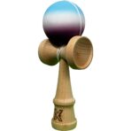Jucarie Kendama X Originala, Profesionala, Embo, din Lemn, Rubber Grip, 18 cm, Gradient Albastru Alb Mov - imagine 2