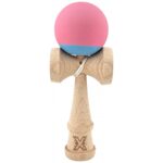 Kendama X Originala, Profesionala, Embo, din Lemn, 18 cm, Rubber Grip, Roz/Gri