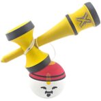 Kendama X Originala, Profesionala, Model Rege, Embo, din Lemn, 18 cm, Model Bicolor cu Maner Galben, Rosu Alb - imagine 3