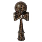 Kendama X Originala, Profesionala, Embo, Cracked, din Lemn, 18 cm, Negru/Auriu