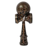 Kendama X Originala, Profesionala, Embo, Cracked, din Lemn, 18 cm, Negru/Auriu