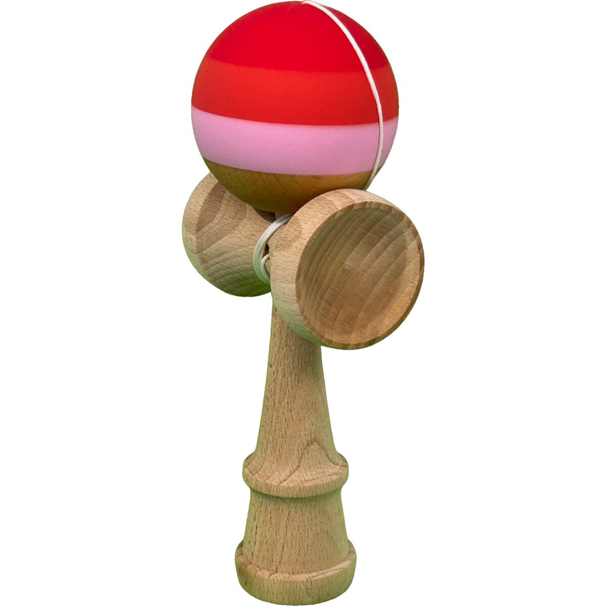 Kendama X Originala, Profesionala, Embo, din Lemn, 18 cm, Rubber Grip, Rosu inchis/Rosu/Alb - imagine 2