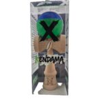 Jucarie Kendama X Originala, Profesionala, Embo, din Lemn, Rubber Grip, 18 cm, Albastru/Verde - imagine 2
