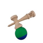 Jucarie Kendama X Originala, Profesionala, Embo, din Lemn, Rubber Grip, 18 cm, Albastru/Verde - imagine 3