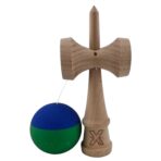 Jucarie Kendama X Originala, Profesionala, Embo, din Lemn, Rubber Grip, 18 cm, Albastru/Verde - imagine 4