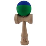 Jucarie Kendama X Originala, Profesionala, Embo, din Lemn, Rubber Grip, 18 cm, Albastru/Verde