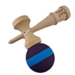 Jucarie Kendama X Originala, Profesionala, Embo, din Lemn, Rubber Grip, 18 cm, Mov/Albastru - imagine 3