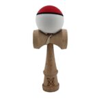Kendama X Originala, Profesionala, Embo, din Lemn, Rubber Grip, 18 cm, Rosu/Alb