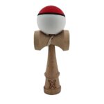 Kendama X Originala, Profesionala, Embo, din Lemn, Rubber Grip, 18 cm, Rosu/Alb