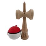 Kendama X Originala, Profesionala, Embo, din Lemn, Rubber Grip, 18 cm, Rosu/Alb - imagine 3