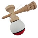 Kendama X Originala, Profesionala, Embo, din Lemn, Rubber Grip, 18 cm, Rosu/Alb - imagine 4