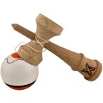 Kendama X Originala, Profesionala, Embo, din Lemn, Super Sticky, 18 cm, Alb/Portocaliu - imagine 3