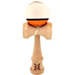 Kendama X Originala, Profesionala, Embo, din Lemn, Super Sticky, 18 cm, Alb/Portocaliu