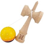 Kendama X Originala, Profesionala, Embo, din Lemn, Super Sticky, 18 cm, Galben/Roz/Negru - imagine 3