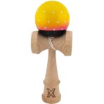 Kendama X Originala, Profesionala, Embo, din Lemn, Super Sticky, 18 cm, Galben/Roz/Negru