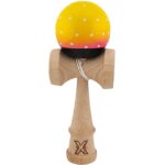 Kendama X Originala, Profesionala, Embo, din Lemn, Super Sticky, 18 cm, Galben/Roz/Negru