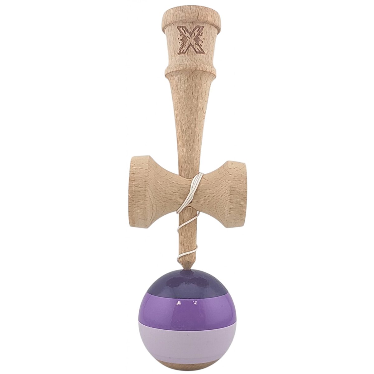 Kendama X Originala, Profesionala, Embo, Super Sticky din Lemn, 18 cm, Purpuriu/Mov/Lila - imagine 2