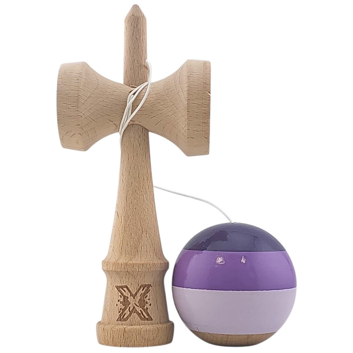 Kendama X Originala, Profesionala, Embo, Super Sticky din Lemn, 18 cm, Purpuriu/Mov/Lila - imagine 4