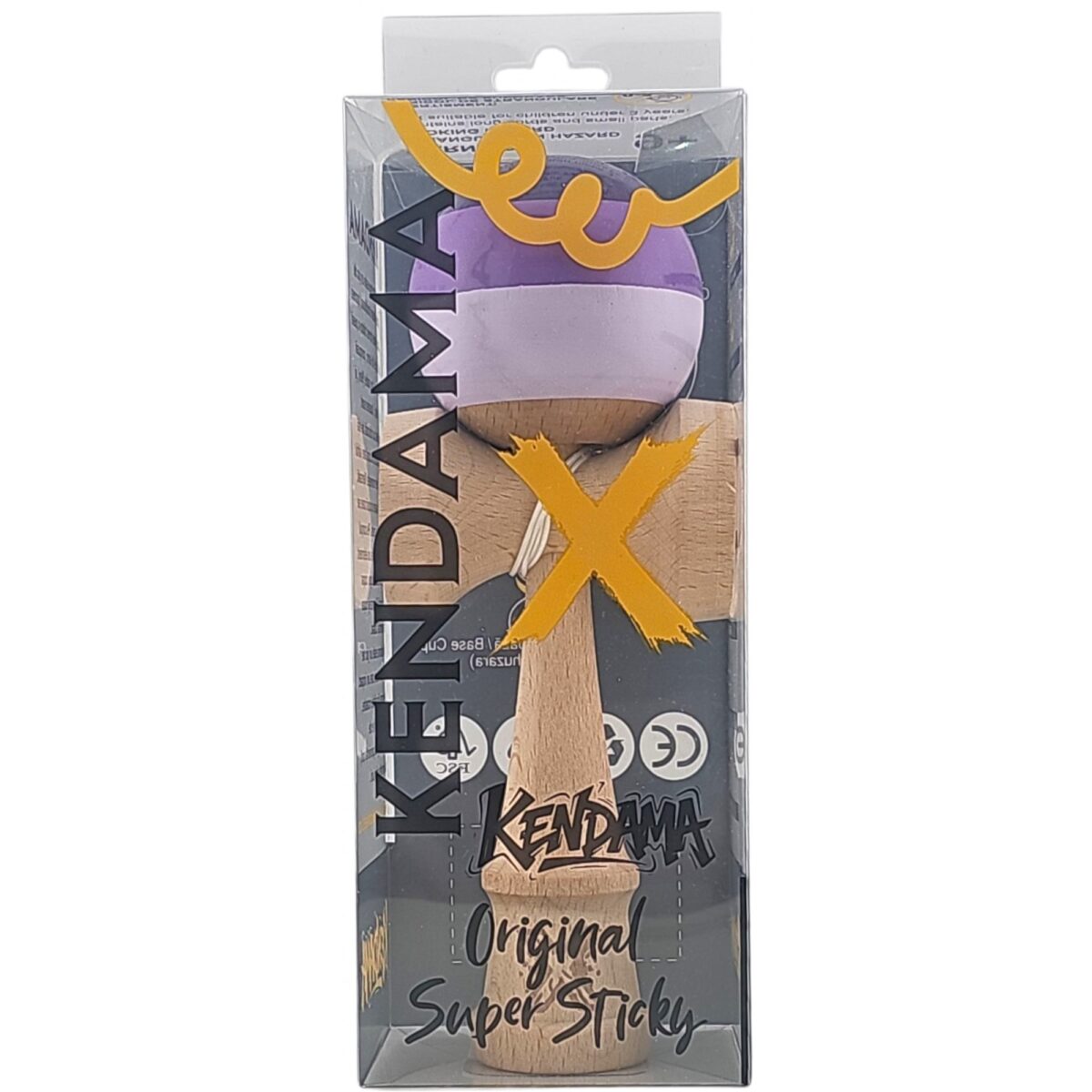 Kendama X Originala, Profesionala, Embo, Super Sticky din Lemn, 18 cm, Purpuriu/Mov/Lila - imagine 5