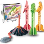 Jucarie pentru Copii, Embo, Lansator de Rachete cu Piciorul, un Singur Lansator, 3 Rachete Donozauri cu Lumini, 30 cm Inaltime, Model Vulcan, Multicolor - imagine 3