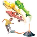 Jucarie pentru Copii, Embo, Lansator de Rachete cu Piciorul, un Singur Lansator, 3 Rachete Donozauri cu Lumini, 30 cm Inaltime, Model Vulcan, Multicolor - imagine 4