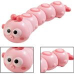 Jucarie mecanica pentru copii Embo, omida haioasa, material ABS, cu cheita, distractiva, se taraste, se misca, 15 x 4 cm, roz - imagine 2