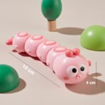 Jucarie mecanica pentru copii Embo, omida haioasa, material ABS, cu cheita, distractiva, se taraste, se misca, 15 x 4 cm, roz - imagine 6