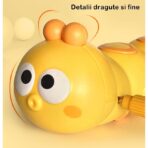 Jucarie mecanica pentru copii Embo, omida haioasa, material ABS, cu cheita, distractiva, se taraste, se misca, 15 x 4 cm, galben - imagine 5