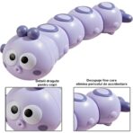 Jucarie mecanica pentru copii Embo, omida haioasa, cu cheita, distractiva, se taraste, se misca, 15 x 4 cm, mov - imagine 2