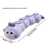Jucarie mecanica pentru copii Embo, omida haioasa, cu cheita, distractiva, se taraste, se misca, 15 x 4 cm, mov - imagine 3