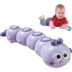 Jucarie mecanica pentru copii Embo, omida haioasa, cu cheita, distractiva, se taraste, se misca, 15 x 4 cm, mov - imagine 4