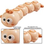 Jucarie mecanica pentru copii Embo, omida haioasa, cu cheita, distractiva, se taraste, se misca, 15 x 4 cm, portocaliu - imagine 3