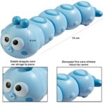 Jucarie mecanica pentru copii Embo, omida haioasa, material ABS, cu cheita, distractiva, se taraste, se misca, 15 x 4 cm, albastru - imagine 2
